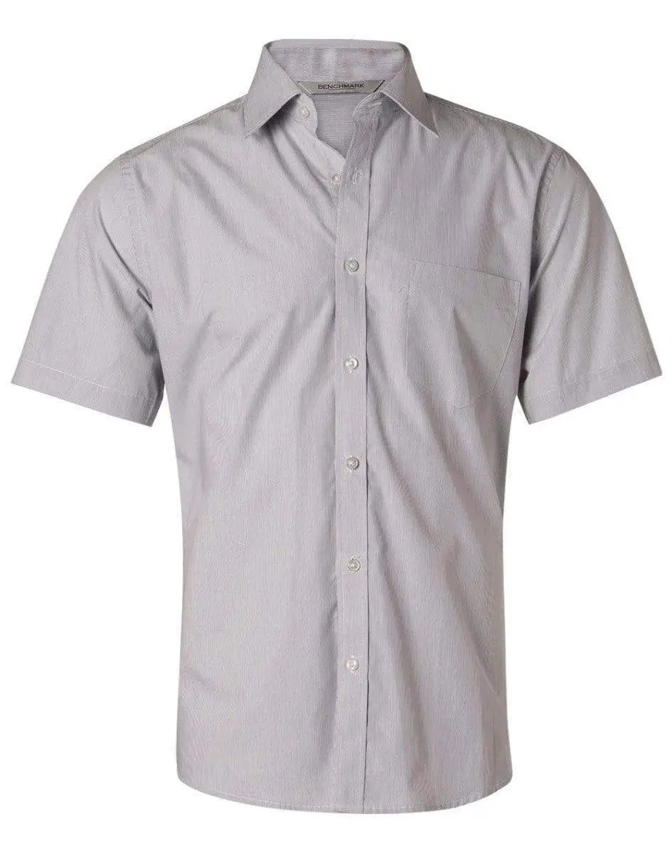 BENCHMARK Men's Fine Stripe Short Sleeve Shirt M7211 Metro Workwear.