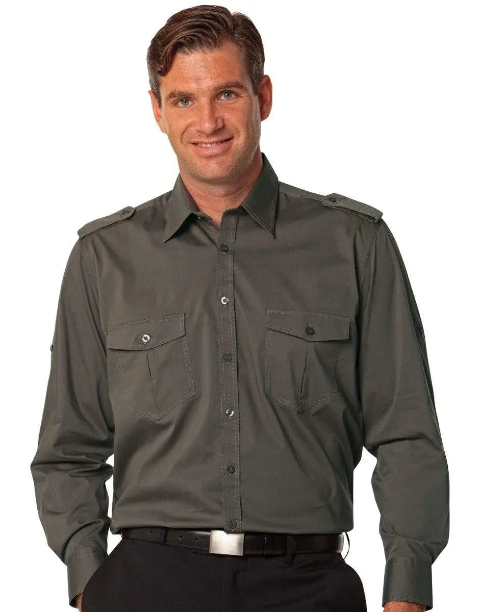 BENCHMARK Men's Long Sleeve Military Shirt M7912 Metro Workwear.