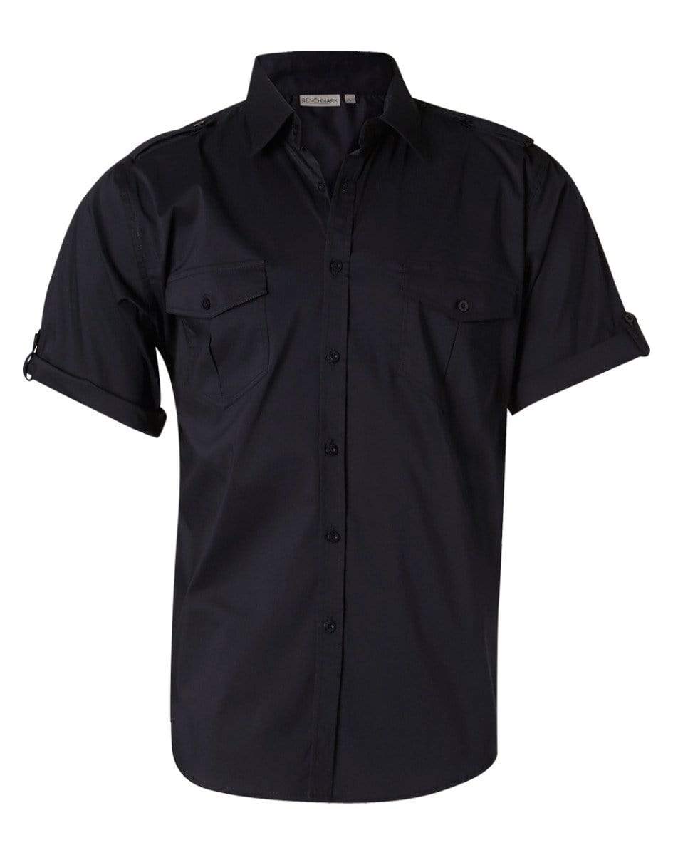 BENCHMARK Men's Short Sleeve Military Shirt M7911 Corporate Wear Benchmark Navy S 