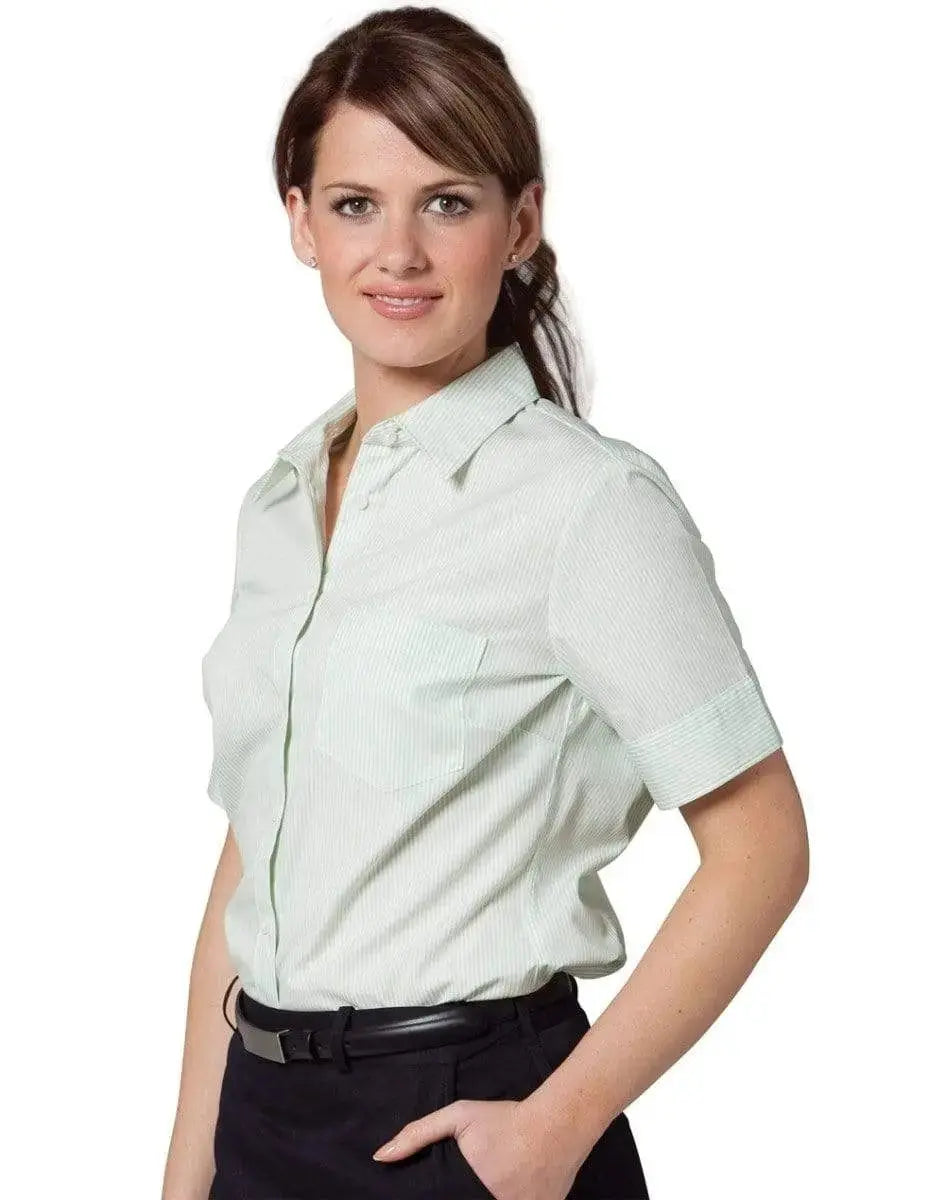 BENCHMARK Women's Balance Stripe Short Sleeve Shirt  M8234 Metro Workwear.