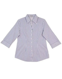 BENCHMARK Women's Executive Sateen Stripe 3/4 Sleeve Shirt M8310Q Metro Workwear.