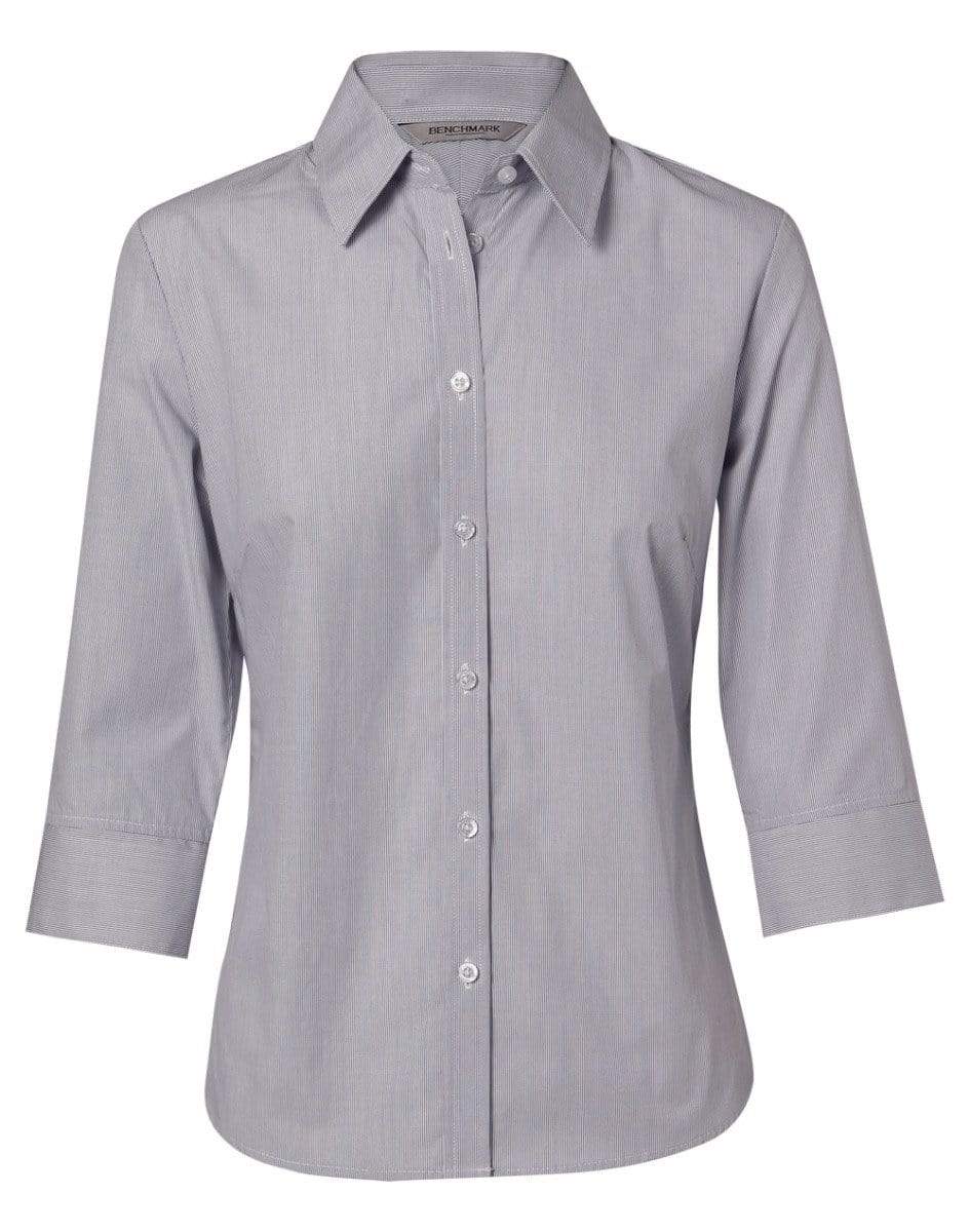 BENCHMARK Women's Fine Stripe 3/4 Sleeve Shirt M8213 Corporate Wear Benchmark Silver Grey 6 