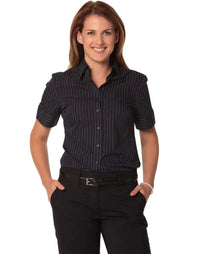 BENCHMARK Women's Pin Stripe Short Sleeve Shirt M8224 Metro Workwear.