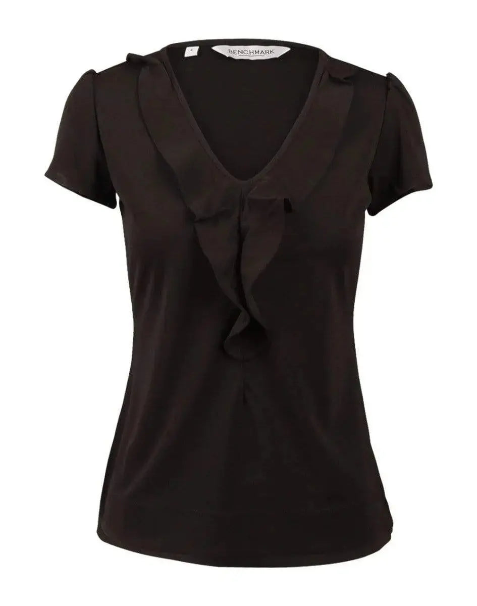 BENCHMARK Women's Ruffle Front Blouse M8820 Metro Workwear.