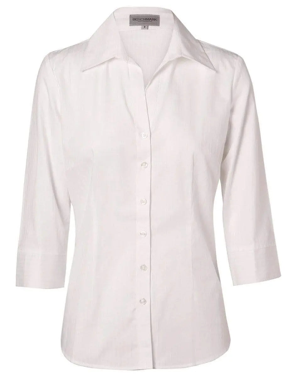 BENCHMARK Women's Self Stripe 3/4 Sleeve Shirt M8100Q Metro Workwear.