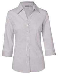 BENCHMARK Women's Ticking Stripe 3/4 Sleeve Shirt M8200Q Metro Workwear.