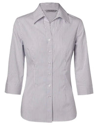 BENCHMARK Women's Ticking Stripe 3/4 Sleeve Shirt M8200Q Metro Workwear.