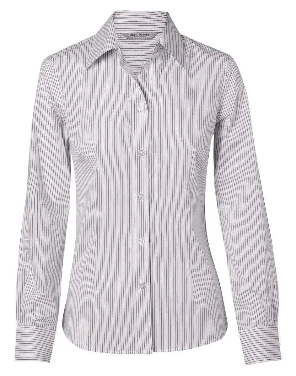 BENCHMARK Women's Ticking Stripe Long Sleeve Shirt M8200L Metro Workwear.