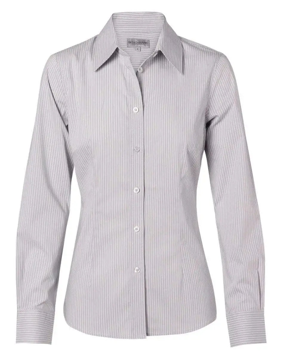 BENCHMARK Women's Ticking Stripe Long Sleeve Shirt M8200L Metro Workwear.