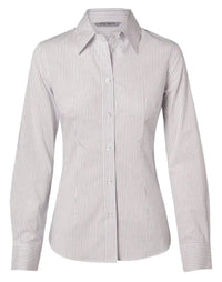 BENCHMARK Women's Ticking Stripe Long Sleeve Shirt M8200L Metro Workwear.