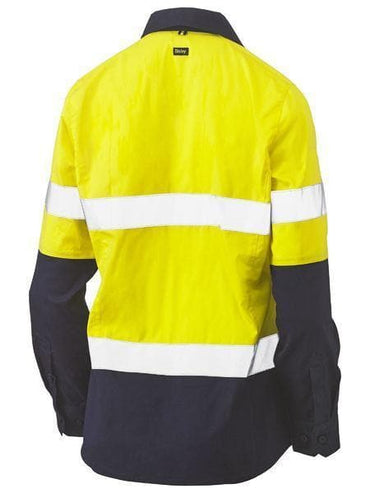 Bisley Workwear Work Wear Bisley WOMENS TAPED HI VIS STRETCH V-NECK SHIRT BLC6064T