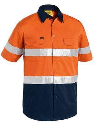 Bisley Workwear Work Wear YELLOW/NAVY (TT01) / S BISLEY WORKWEAR 3M TAPED COOL LIGHTWEIGHT HI VIS SHIRT SHORT SLEEVE BS1896