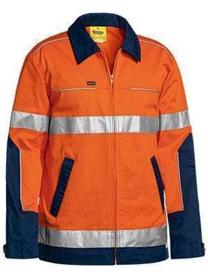 Bisley Workwear Work Wear YELLOW/NAVY (TT01) / S BISLEY WORKWEAR 3M TAPED HI VIS DRILL JACKET WITH LIQUID REPELLENT FINISH BJ6917T