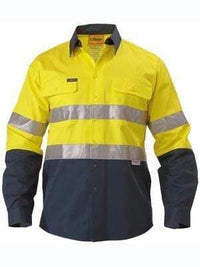 Bisley Workwear Work Wear BISLEY WORKWEAR 3M TAPED HI VIS DRILL SHIRT LONG SLEEVE BT6456