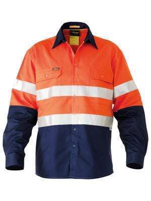 Bisley Workwear Work Wear YELLOW/NAVY (TT01) / S BISLEY WORKWEAR 3M TAPED HI VIS INDUSTRIAL COOL VENTED SHIRT LONG SLEEVE BS6448T