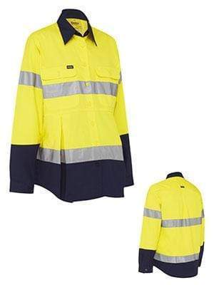 Bisley Workwear Work Wear Yellow/Navy / 8 Bisley Workwear 3M Taped Hi Vis Maternity Drill Shirt