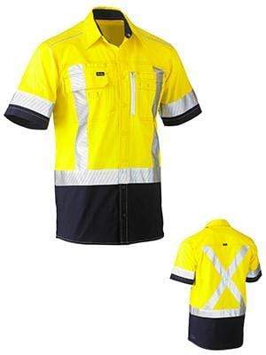 Bisley Workwear Work Wear BISLEY WORKWEAR Flex & Move™ Two Tone Hi Vis Stretch Utility Shirt - Short Sleeve BS1177XT