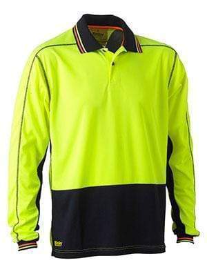 Bisley Workwear Work Wear YELLOW/NAVY (TT04) / S BISLEY WORKWEAR hi-vis long sleeve polo shirt BK6219