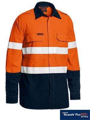 Bisley Workwear Work Wear YELLOW/NAVY (TT01) / XS BISLEY WORKWEAR tencate tecasafe plus 480 taped hi vis FR vented shirt BS8237T