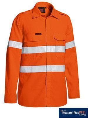 Bisley Workwear Work Wear ORANGE (BVEO) / XS BISLEY WORKWEAR tencate tecasafe plus 480 taped hi vis FR vented shirt BS8238T