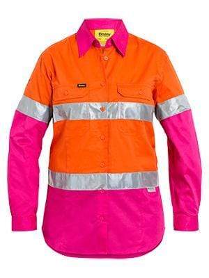 Bisley Workwear Work Wear BISLEY WORKWEAR WOMENS 3M TAPED COOL LIGHTWEIGHT HI VIS SHIRT  - LONG SLEEVE BL6696T