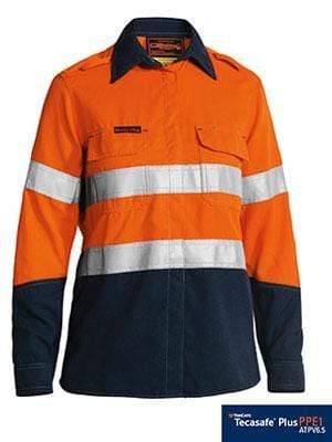 Bisley Workwear Work Wear BISLEY WORKWEAR WOMENS TENCATE TECASAFE® PLUS 580 TAPED HI VIS LIGHTWEIGHT FR VENTED SHIRT - LONG SLEEVE BL8098T