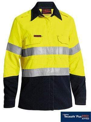 Bisley Workwear Work Wear ORANGE (BVEO) / 8 BISLEY WORKWEAR WOMENS TENCATE TECASAFE® PLUS 700 TAPED HI VIS FR VENTED SHIRT LONG SLEEVE BL8082T