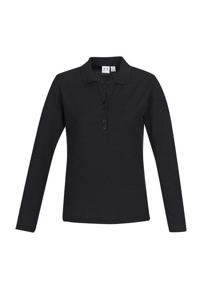 Biz Care Casual Wear Black / 8 Biz Collection Crew Ladies L/S Polo P400LL