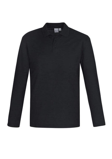 Biz Care Casual Wear Black / S Biz Collection Crew Mens L/S Polo P400ML