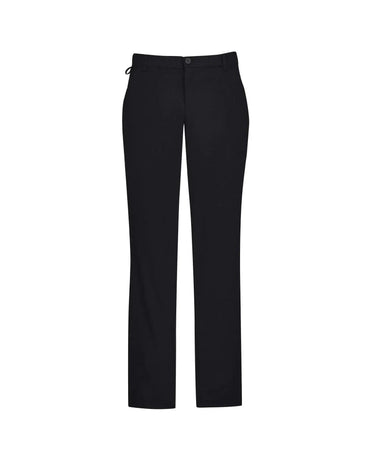 Biz Care Mens Comfort Waist Flat Front Pant CL958ML in Black