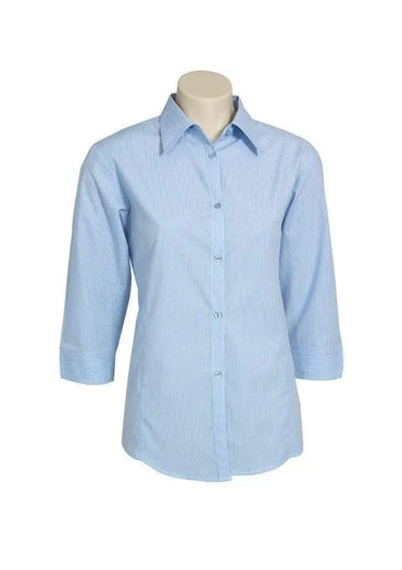 Biz Collection Corporate Wear Sky / 8 Biz Collection Women’s Micro Check 3/4 Sleeve Shirt Lb8200