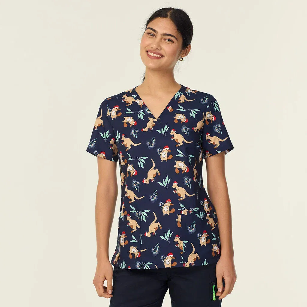 NNT Women's Native Christmas Scrub Top CATL1K
