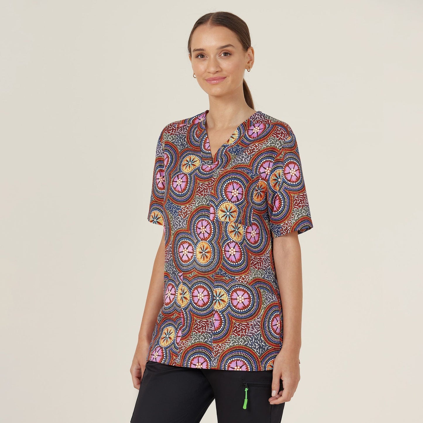 NNT Bush Tucker Indigenous Printed Unisex Scrub Top CATRGJ - Simply Scrubs Australia