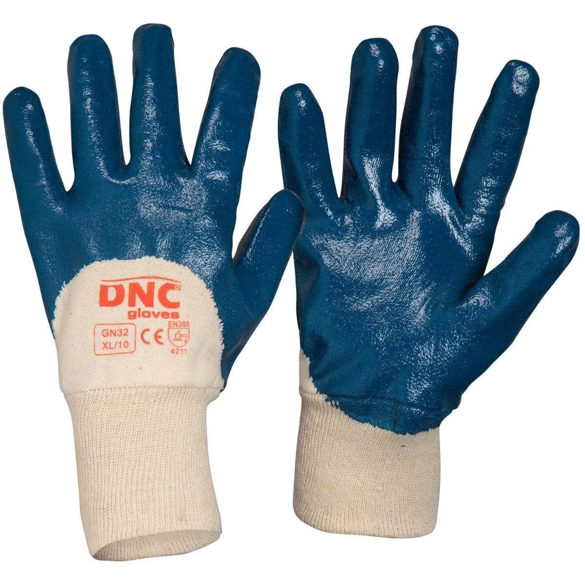 DNC Workwear PPE Blue/Nature / XL/10 DNC WORKWEAR Blue Nitrile 3/4 Dip GN32