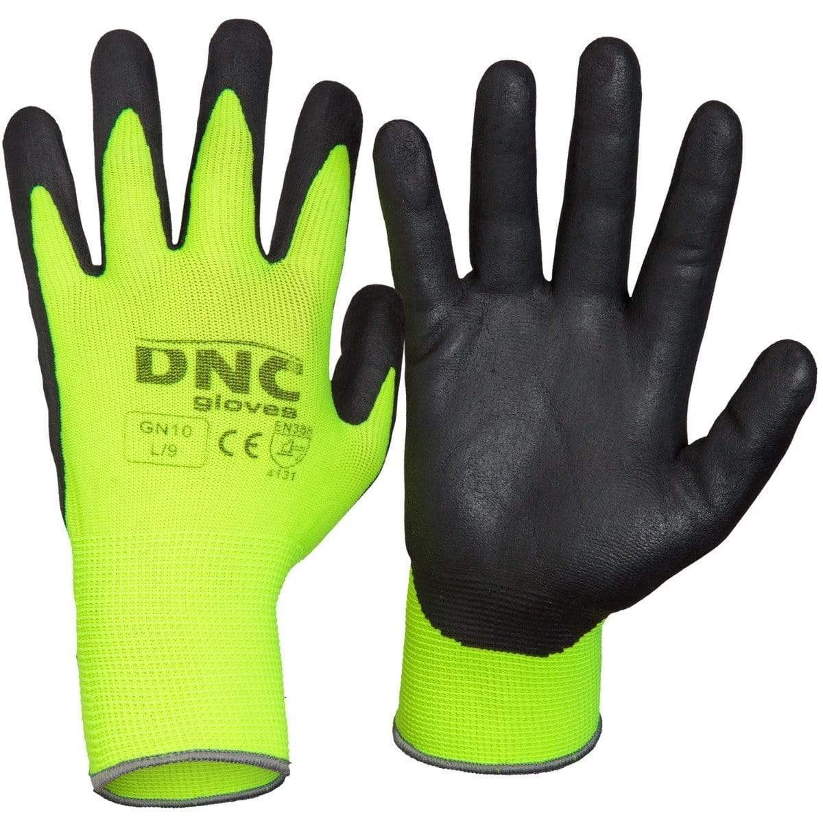 DNC Workwear PPE Black/HiVis Yellow / S/7 DNC WORKWEAR Hivis Nitrile Supaflex GN10