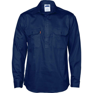 DNC Workwear Work Wear DNC WORKWEAR 190 GSM Cotton Drill Closed Front Long Sleeve Work Shirt 3204