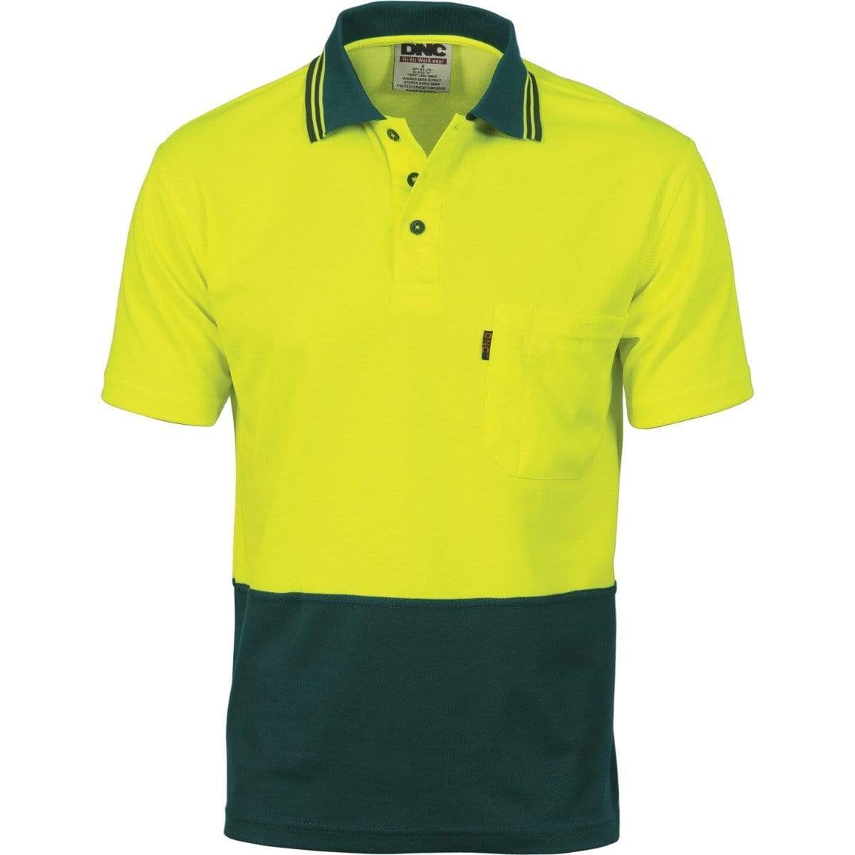 DNC Workwear Work Wear DNC WORKWEAR Cotton Back Hi-Vis Two-Tone Fluoro Short Sleeve Polo 3814