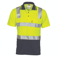 DNC Workwear Work Wear DNC WORKWEAR Cotton Back Hi-Vis Two-Tone Short Sleeve Polo Shirt with CSR Reflective Tape 3817