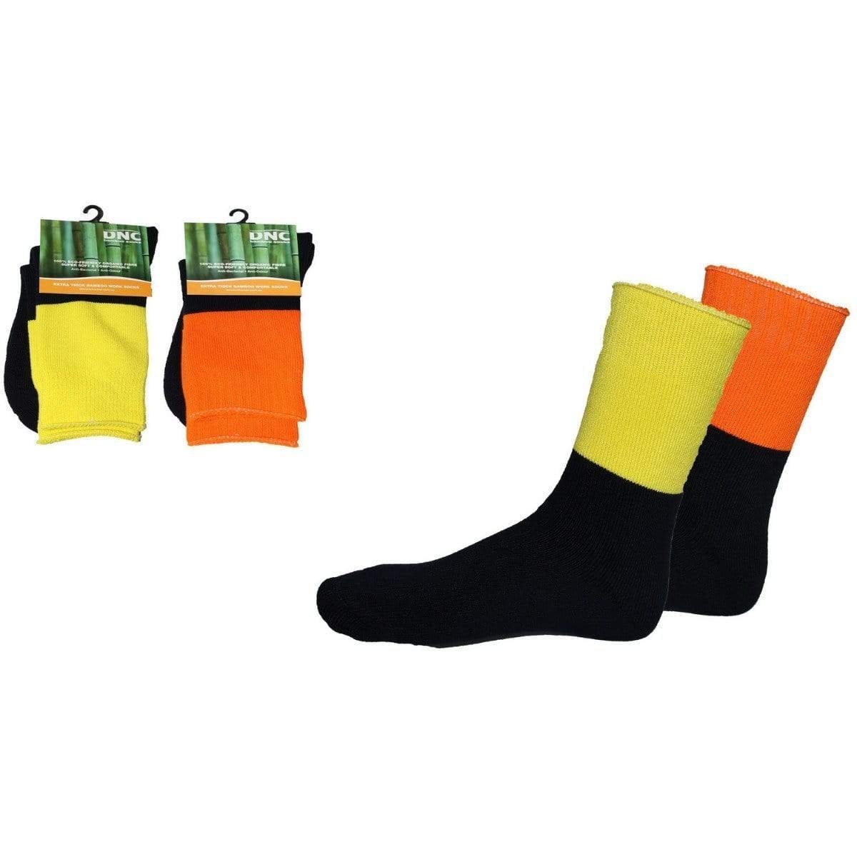 DNC Workwear Work Wear DNC WORKWEAR Extra Thick Hi-Vis 2 Tone Bamboo Socks S109