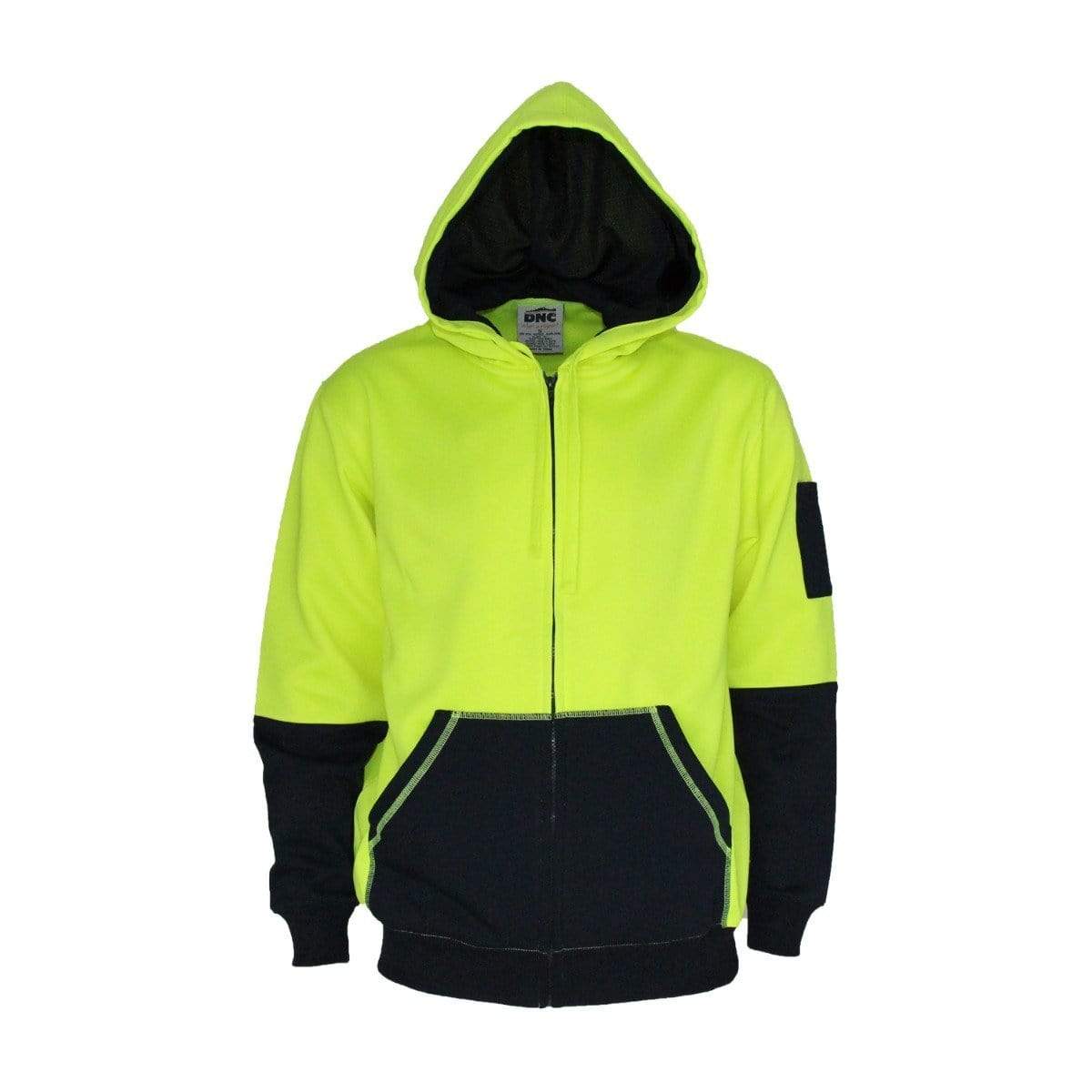 DNC Workwear Work Wear DNC WORKWEAR Hi-Vis 2-Tone Full Zip Super Fleecy Hoodie 3722