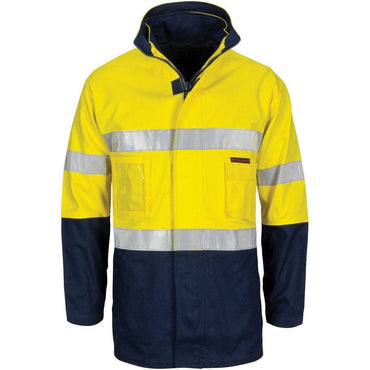 DNC Workwear Work Wear Yellow/Navy / XS DNC WORKWEAR Hi-Vis 4-in-1 Cotton Drill Jacket with Generic Reflective Tape 3764