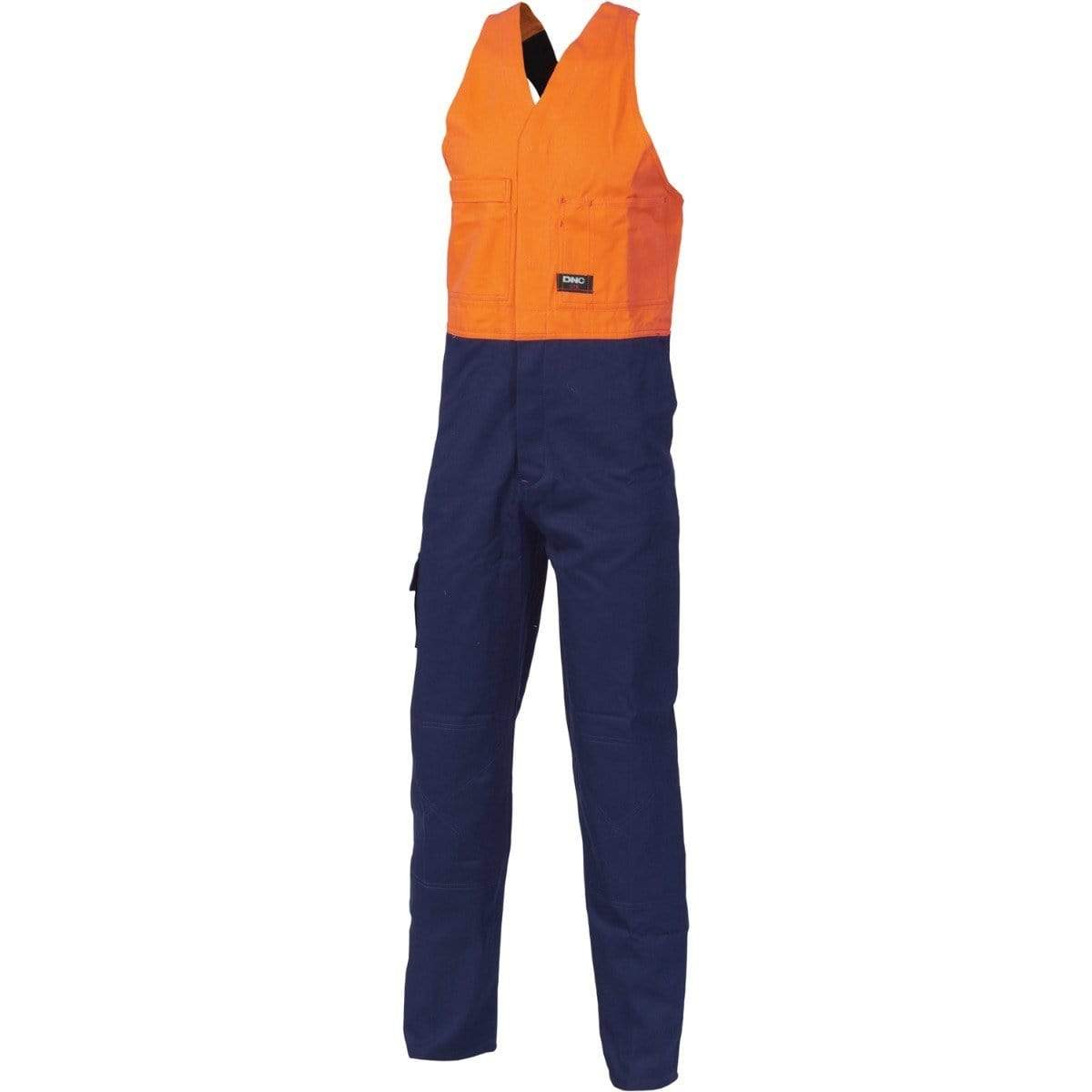 DNC Workwear Work Wear Orange/Navy / 77R DNC WORKWEAR Hi-Vis Two-Tone Cotton Action Back Overall 3853