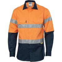 DNC Workwear Work Wear DNC WORKWEAR Hi-Vis Two-Tone Drill Long Sleeve Shirts with 3M 8906 Reflective Tape 3736