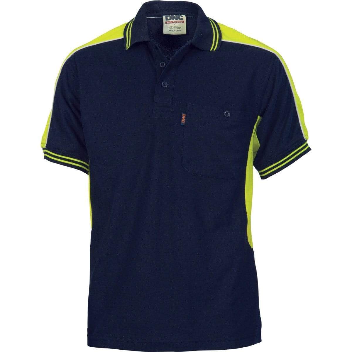 DNC Workwear Work Wear Navy/Yellow / 4XL DNC WORKWEAR Polyester Cotton Panel Short Sleeve Polo Shirt 5214