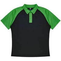 Aussie Pacific Manly Mens Polo 1318  Aussie Pacific BLACK/KAWA GREEN S 