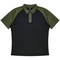 Aussie Pacific Manly Mens Polo 1318  Aussie Pacific BLACK/ARMY GREEN S 