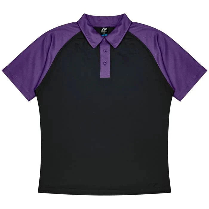 Aussie Pacific Manly Mens Polo 1318  Aussie Pacific BLACK/ELECTRIC PURPLE S 