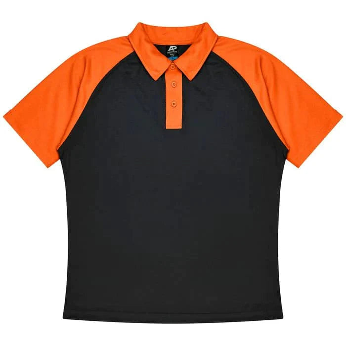 Aussie Pacific Manly Kids Polo Shirt 3318  Aussie Pacific BLACK/ELECTRIC ORANGE 4 