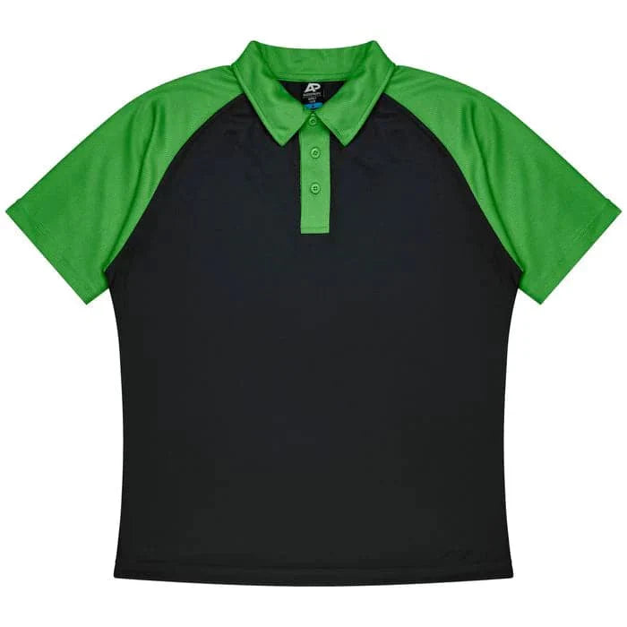 Aussie Pacific Manly Kids Polo Shirt 3318  Aussie Pacific BLACK/KAWA GREEN 4 