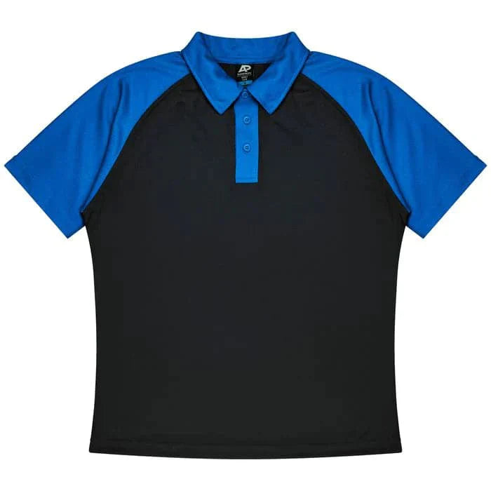 Aussie Pacific Manly Kids Polo Shirt 3318  Aussie Pacific BLACK/ELECTRIC ROYAL 4 